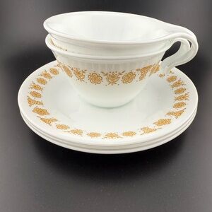 Vintage Cups and Saucers Butterfly Gold Bundle, Corelle By Corning